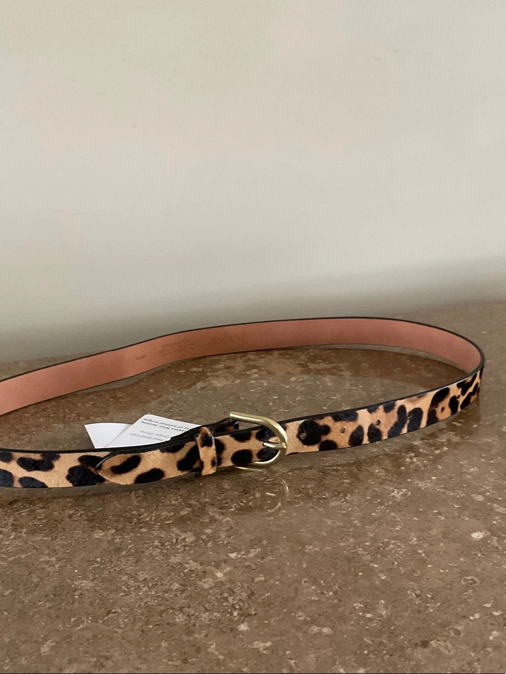 J. Crew Leopard Print Skinny Belt with Gold Buckle, NWT